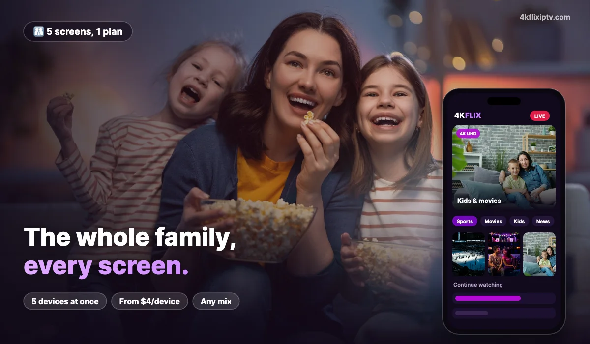 IPTV with 5 connections: five TVs streaming at the same time
