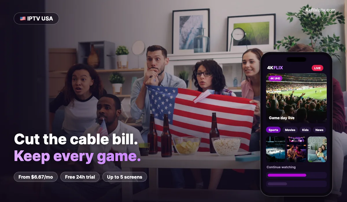 IPTV USA on a TV: American football, basketball, US news and networks