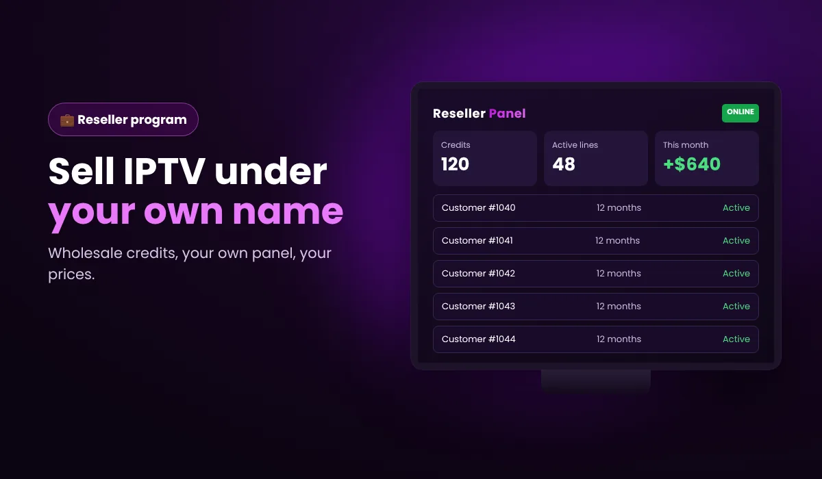 4K Flix IPTV affiliate dashboard with commissions