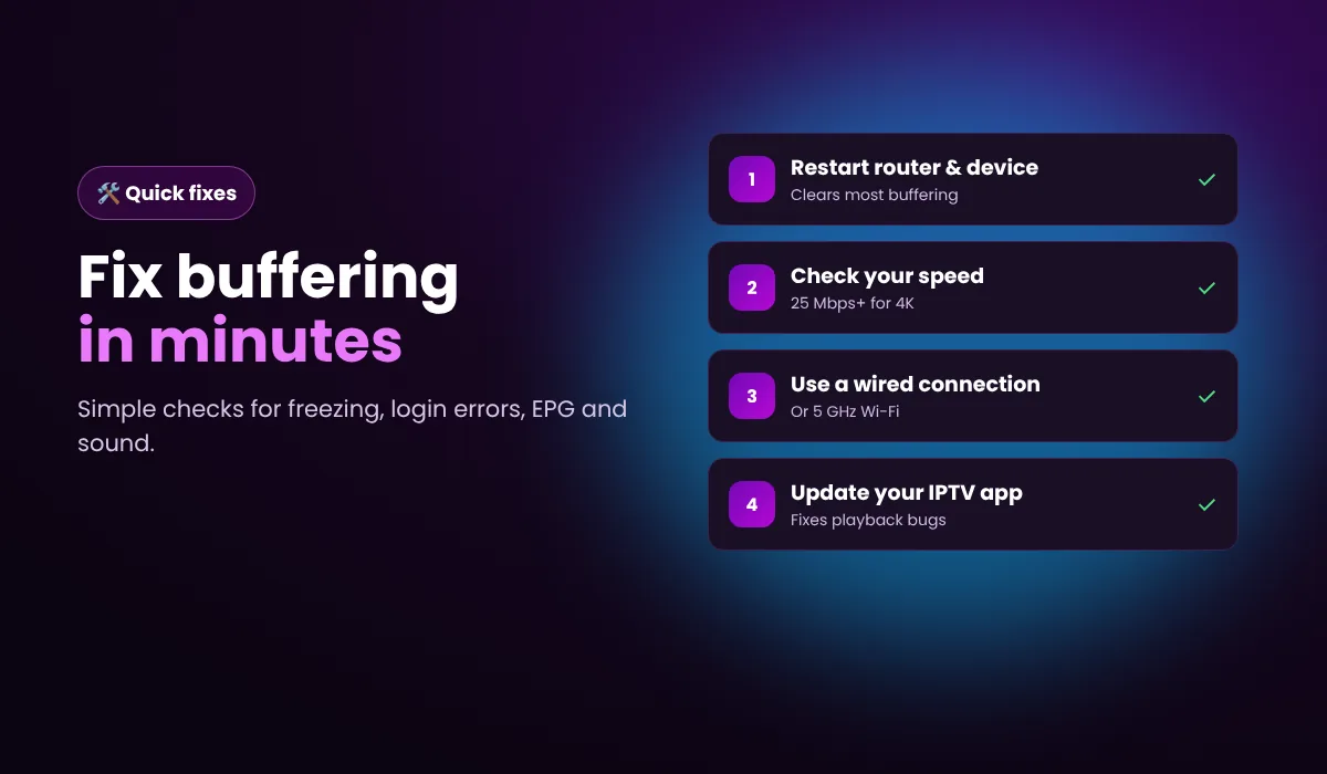 IPTV troubleshooting checklist to fix buffering